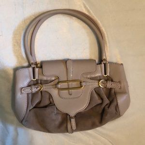 Jimmy Choo light tan suede and leather handbag